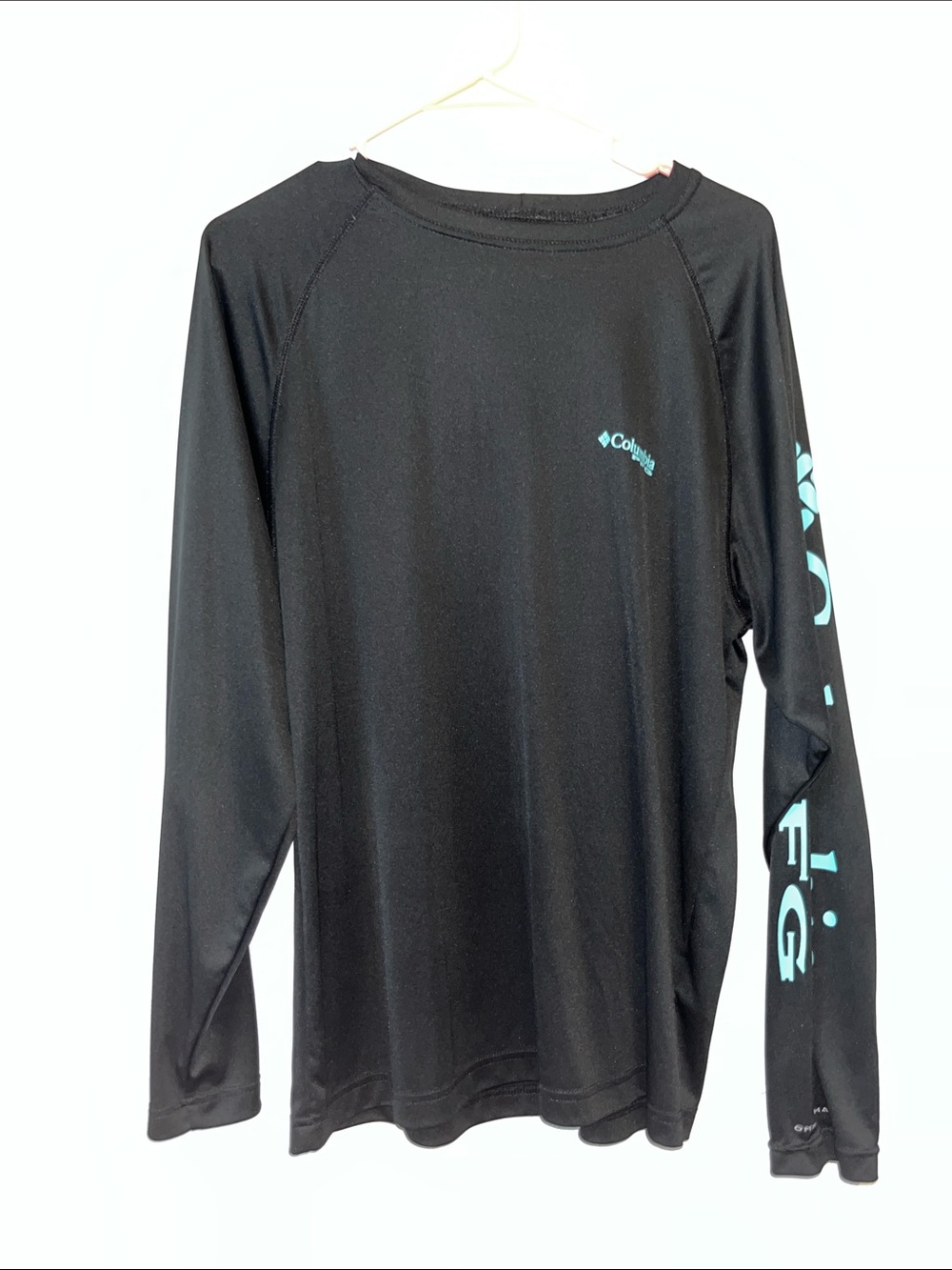 Columbia Black Long-Sleeve Performance Tee with Teal Accents